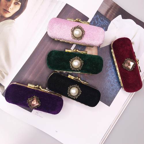 手作风丝绒口红盒