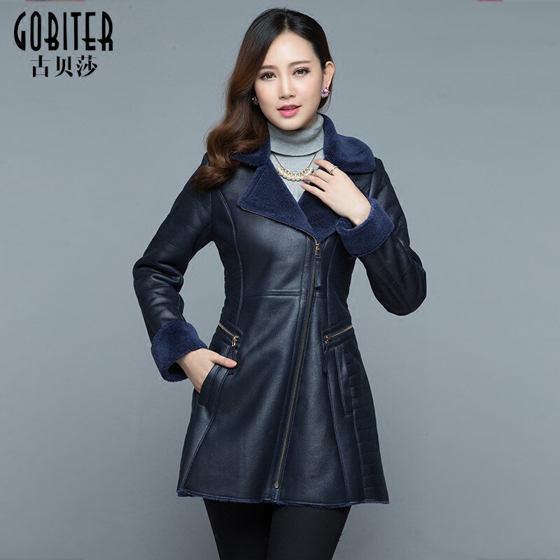 古贝莎高端品牌冬季新品西装领女士皮草外套加厚奢华羊绒大衣