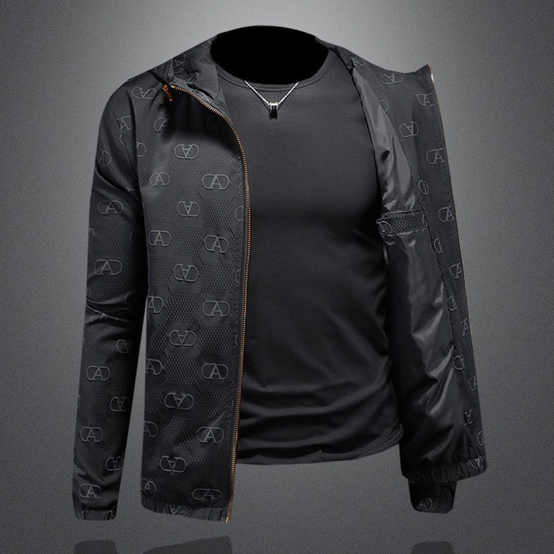 2025年秋冬新款男士连帽款潮男夹克外套；货号2419P160镂空图,男装夹克,钱塘6007(原2006)