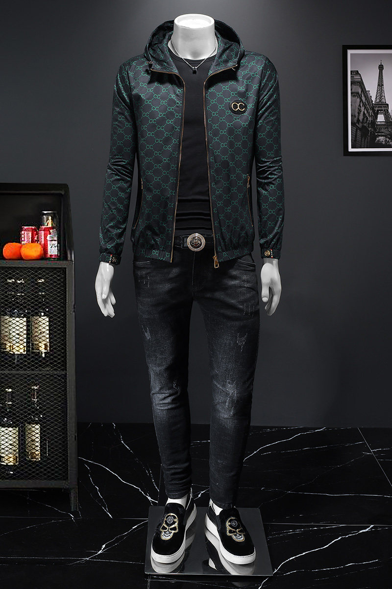 商标已授权2025年秋冬新款男士韩版连帽夹克外套2366P185镂空图,男装夹克,钱塘6007(原2006)