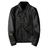 2025秋冬新款男士翻领机车皮外套修身潮男皮衣6669P185黑卡，男装皮衣，钱塘6007(原2006)