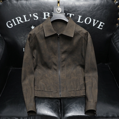 2025年秋冬新款男士翻领机车皮外套修身潮男货号9201 P185沙发图