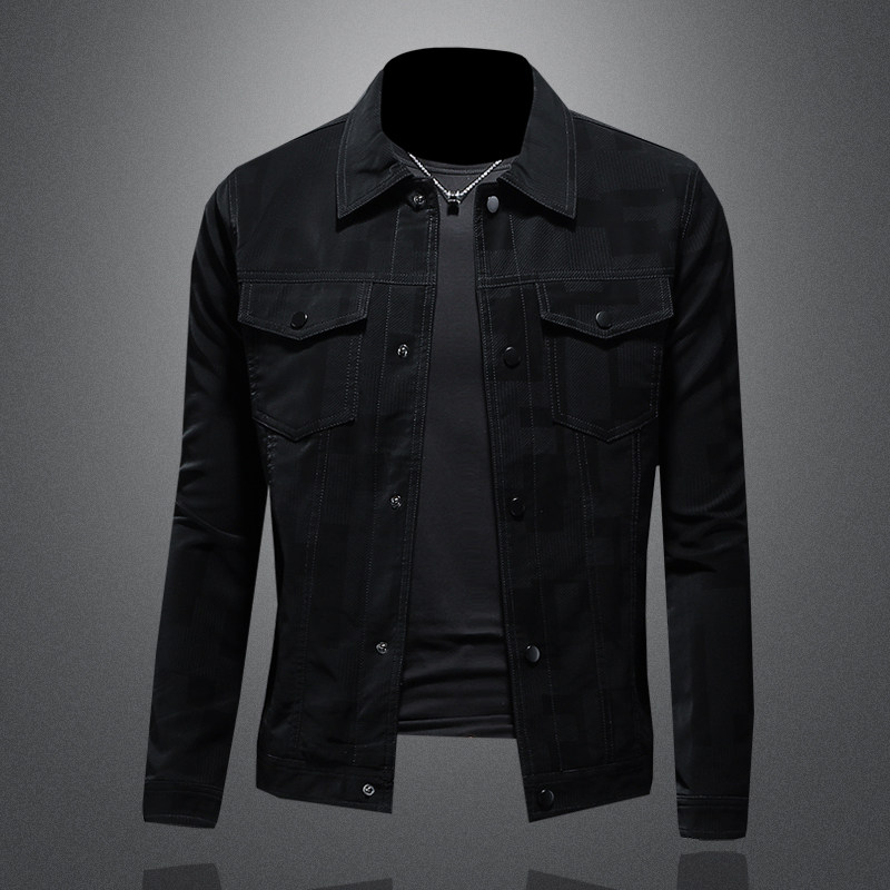 2024秋冬新款男士翻领机车皮外套修身潮男皮衣7978P175黑色，男装夹克，钱塘6007(原2006)