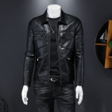 2024年秋冬新款男士翻领机车皮外套修身潮男货号7016P175假模图，男装工装外套，钱塘6007(原2006)