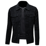 2024秋冬新款男士翻领机车皮外套修身潮男皮衣7978P175黑色，男装夹克，钱塘6007(原2006)