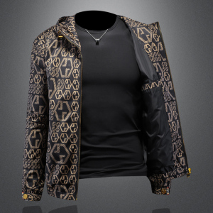 2025年春款新款男士连帽款潮男夹克外套；货号2554P175镂空图