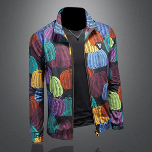 2025年秋冬新款男士立领款潮男夹克外套；货号2438 P150 镂空图图片