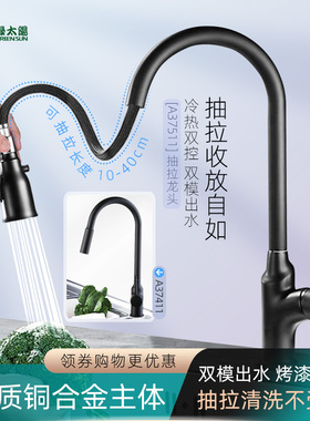 绿太阳厨房龙头抽拉式冷热水龙头水槽洗菜盆厨盆洗碗盆龙头A37411