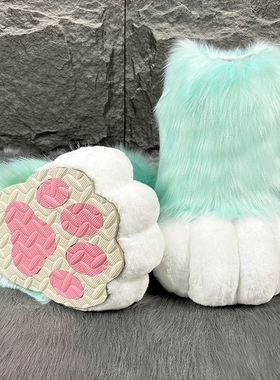 高品质兽装全套兽爪鞋子日系福瑞兽鞋fursuit兽装脚兽脚鞋毛绒绒