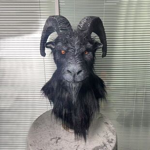 兽头福瑞单头写实黑羊头漫展装扮动漫道具cosplay可定制仿真兽头