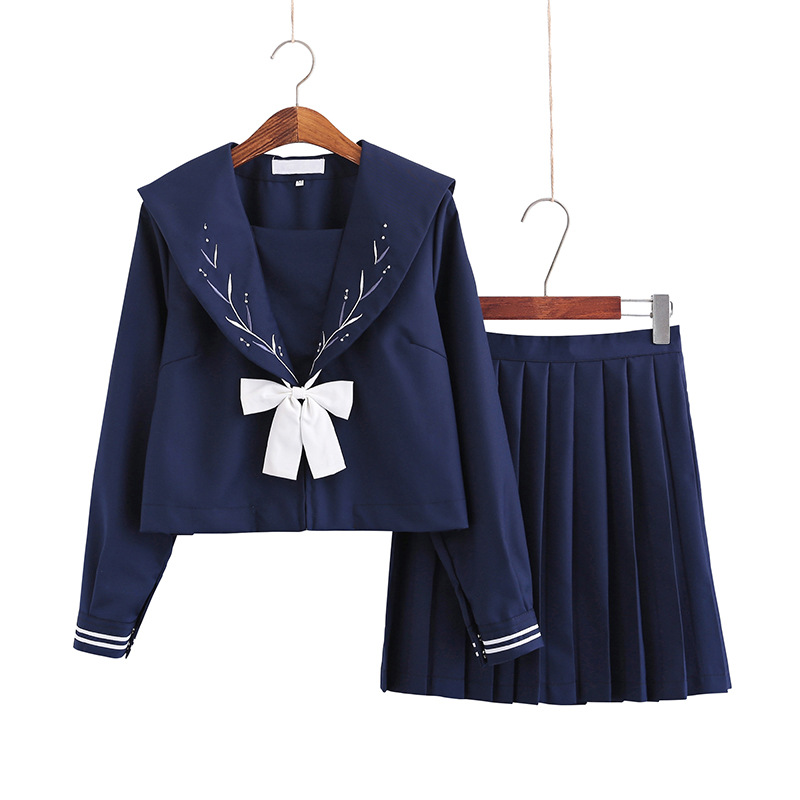 银穗琉璃正统软妹 jk制服裙 日系变形襟长袖水手服 班校服套装S08(用1元券)