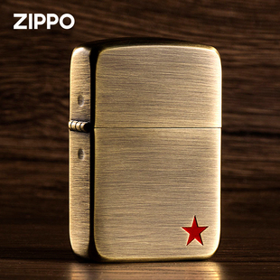 Zippo打火机正品1941仿古铜拉丝红五星 复刻军机防风煤油火机送礼