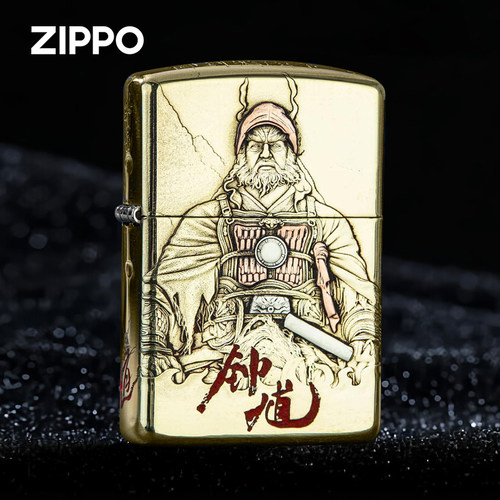 ZIPPO金蝉天师黑钟馗盔甲嵌紫铜