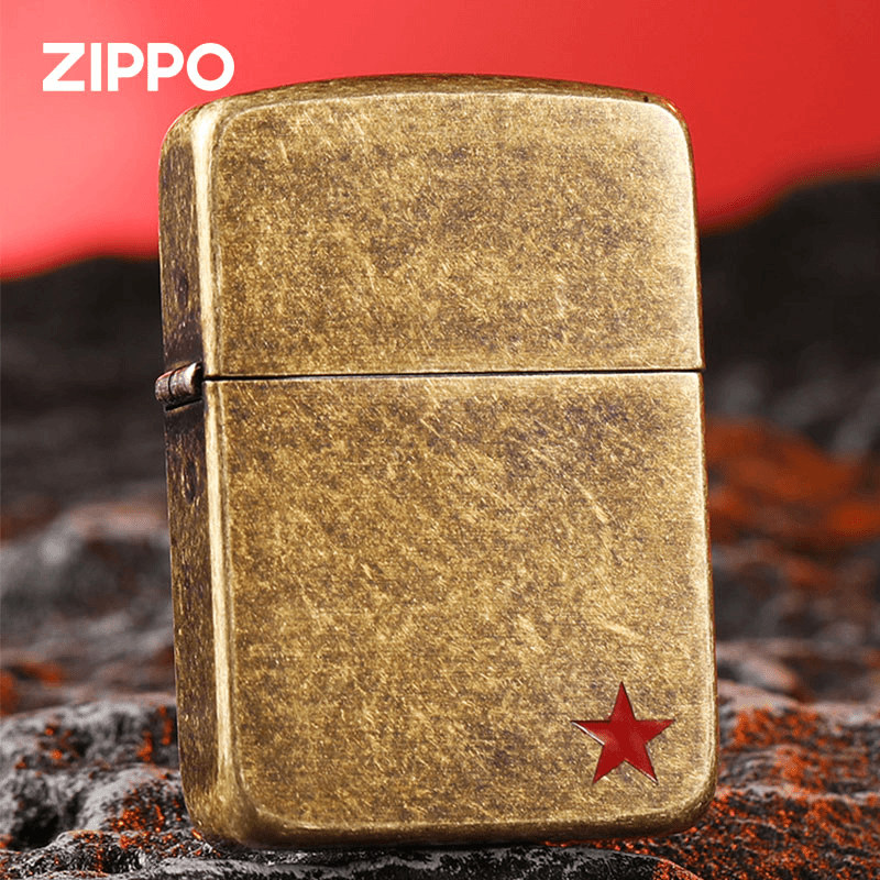 Zippo打火机正版 1941复刻仿古铜五角星芝宝防风煤油男送战友礼物