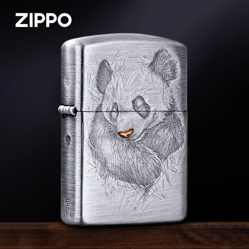 ZIPPO清风162盔甲熏银熊猫