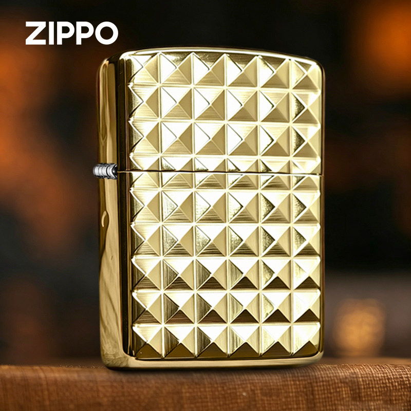 ZIPPO/之宝打火机黄铜双面浮雕巴黎钉盔甲防风原装正品收藏送男友