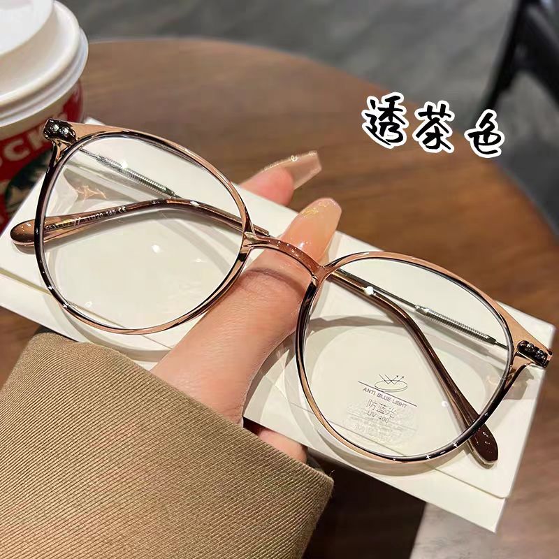 圆框TR近视眼镜防蓝光辐射女可配度数蓝光平光镜眼睛眼镜框显脸