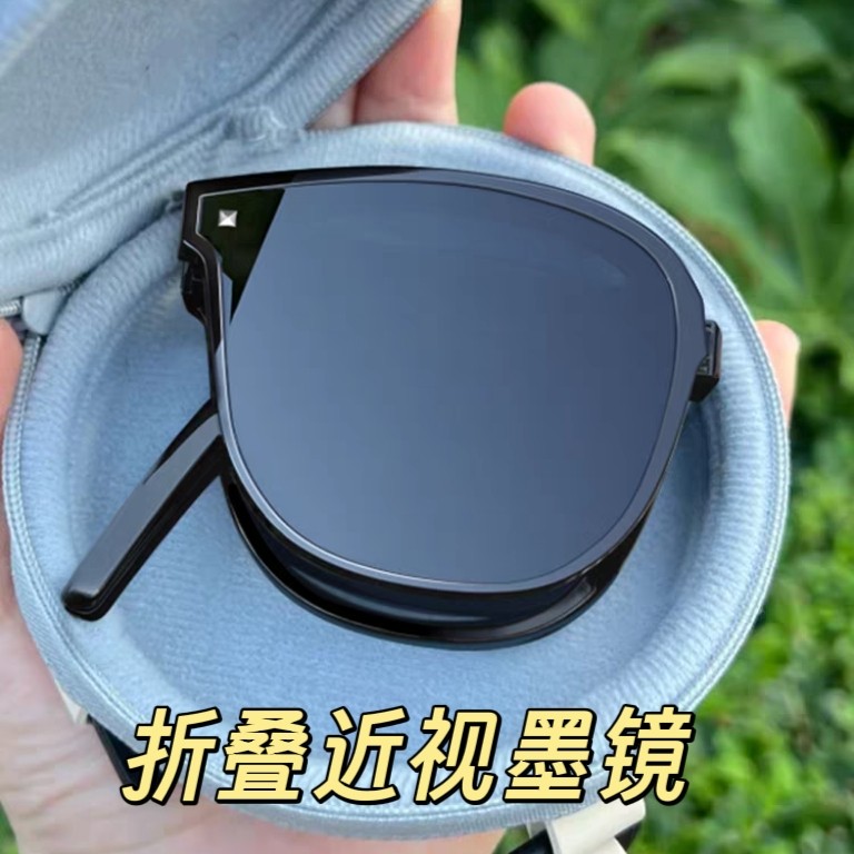 折叠GM近视墨镜女带度数gm太阳镜防紫外线墨镜开车驾驶用成品眼镜