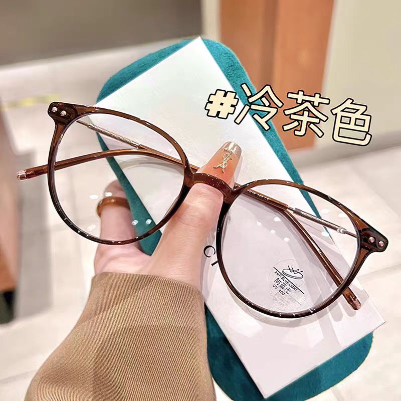 圆框TR近视眼镜防蓝光辐射女可配度数蓝光平光镜眼睛眼镜框显脸