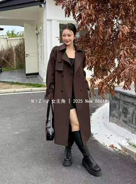 韩版宽松显瘦长款风衣女2025秋季新款简约气质过膝西装领长外套