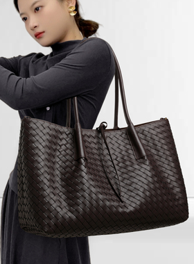 CCAMO包包女款大容量包包日常通勤百搭真皮女包编织包单肩腋下包