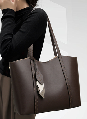 CCAMO牛皮包包女款2025新款包包日常通勤百搭单肩包大容量托特包