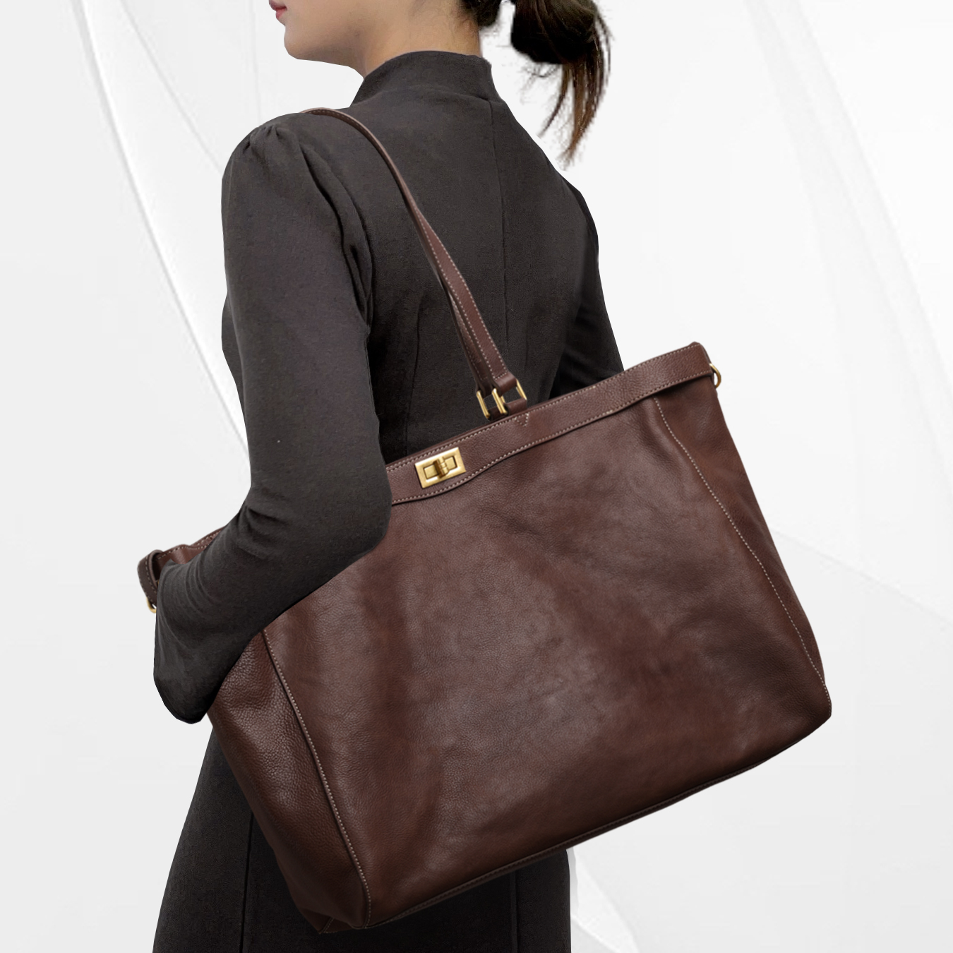 CCAMO托特包轻奢时尚真皮大包包