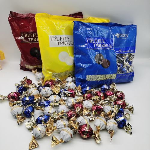 俄罗斯进口松露味巧克力球形糖果香草可可结婚喜糖食品零食500g