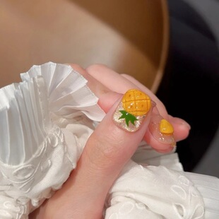 蜜夏新款上市绮园纯手工穿戴甲短款可爱水果美甲立体感可爱风指甲