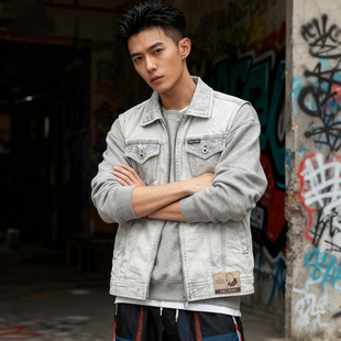 维尼熊联名男女牛仔马甲ABLE 背心休闲翻领外套 JEANS潮流印花无袖