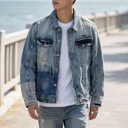 ABLEJEANS牛仔夹克男秋潮流外套