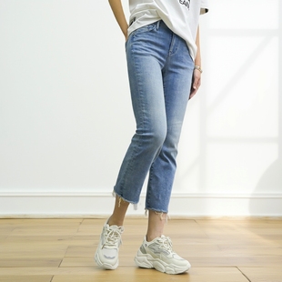 女牛仔裤 JEANS微喇裤 春夏修身 显瘦提臀八分裤 新款 弹力牛子裤 ABLE