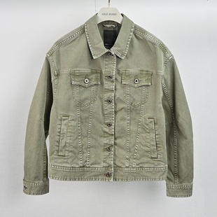 JEANS女外套春秋浅绿色夹克休闲上衣潮流男朋友街头茄克百搭 ABLE