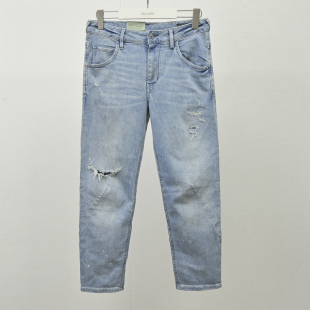 女士做旧水洗薄款 锥形泼墨牛仔裤 ABLE JEANS潮 破洞立体男朋友裤