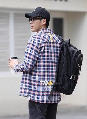 ABLE JEANS男女格子衬衫秋季日系City boy长袖衬衣外套休闲衬衣男