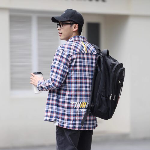 ABLEJEANS格子长袖衬衫男女休闲