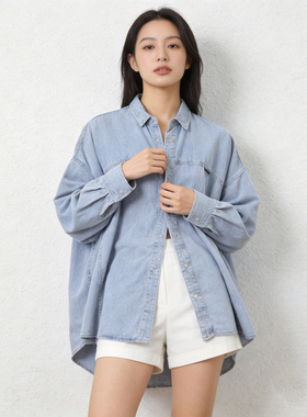 【超宽松】ABLE JEANS牛仔衬衫女春季新款翻领大廓形宽版休闲外套