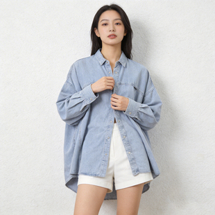 JEANS牛仔衬衫 ABLE 超宽松 休闲外套 新款 翻领大廓形宽版 女春季