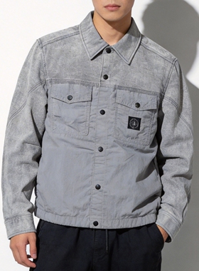 新款ABLE JEANS男休闲衬衫工装外套翻领多口袋夹克型长袖牛仔衬衣