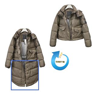长短随心ABLE 女羽绒服连帽减龄正品 中长款 白鸭绒厚外套 JEANS冬装