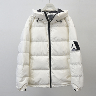 大码ABLEJEANS连帽羽绒服中性款厚款羽绒衣街头白色休闲服冬