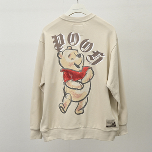 卡通印花宽松毛圈圆领套头衫 JEANS卫衣维尼熊男女秋季 ABLE 25新款