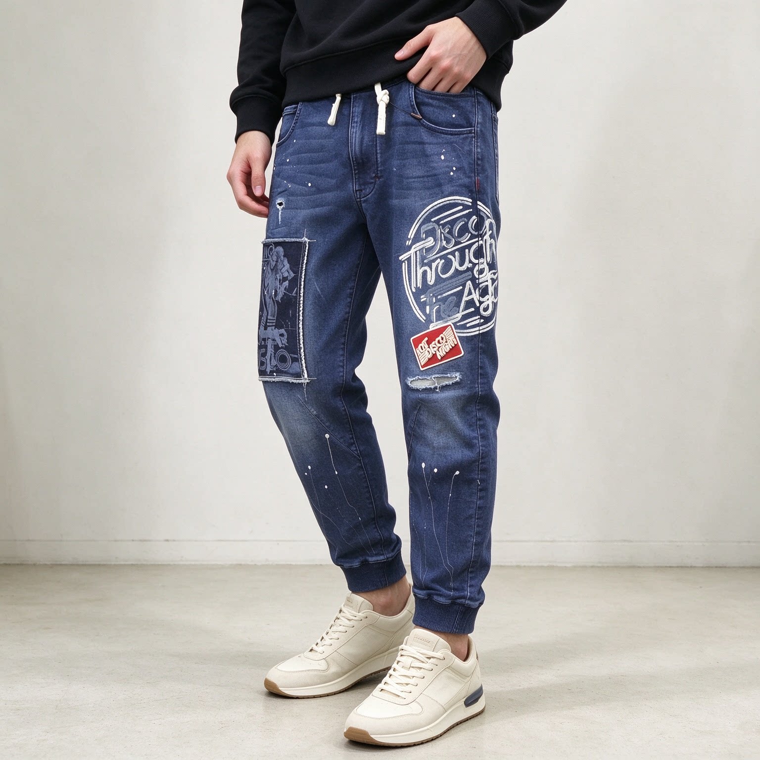 ABLEJEANS牛仔裤束脚潮流男卫裤