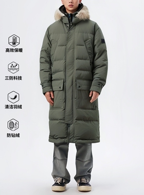 三防羽绒服户外长款ABLE JEANS男外套羽绒衣冬季大毛领上衣北方冬
