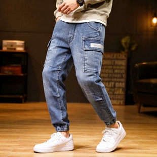 JEANS休闲牛子裤 男ABLE 牛仔裤 秋冬男九分裤 多袋裤 束脚裤 厚型工装