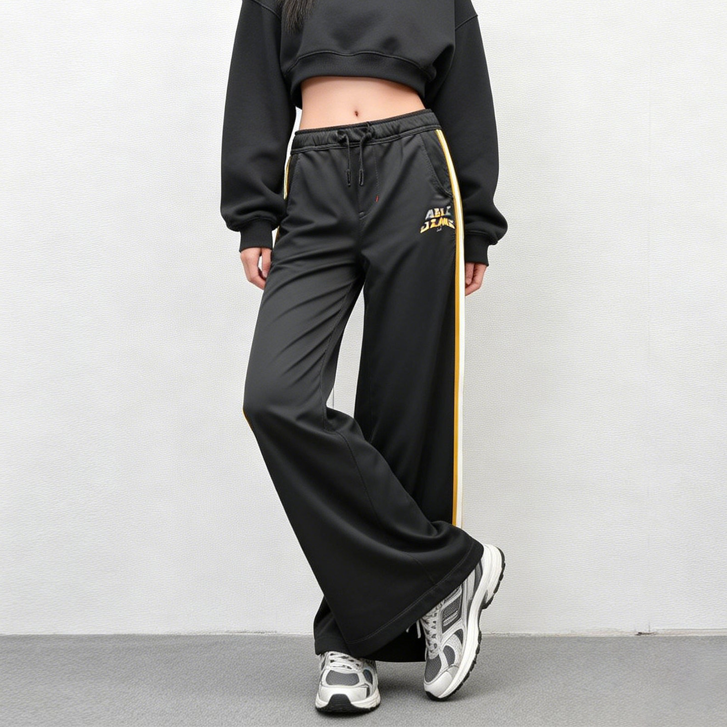 美式高街宽松阔腿裤ABLE JEANS女长裤加绒秋冬运动裤子潮流拖地裤