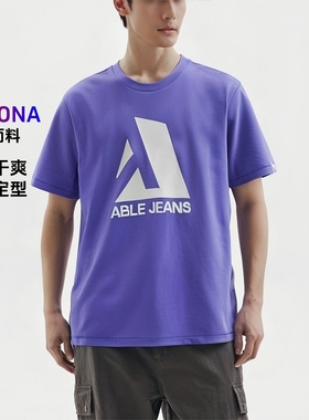 清爽不变形ABLE JEANS男女T恤衫印花圆领凉感短袖休闲SORONA体恤