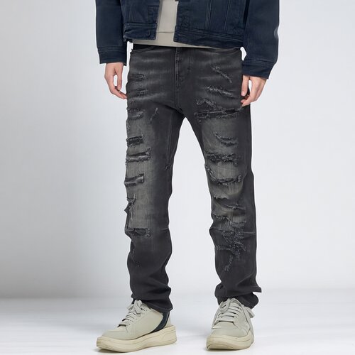 ABLEJEANS秋冬黑色潮流男牛仔裤