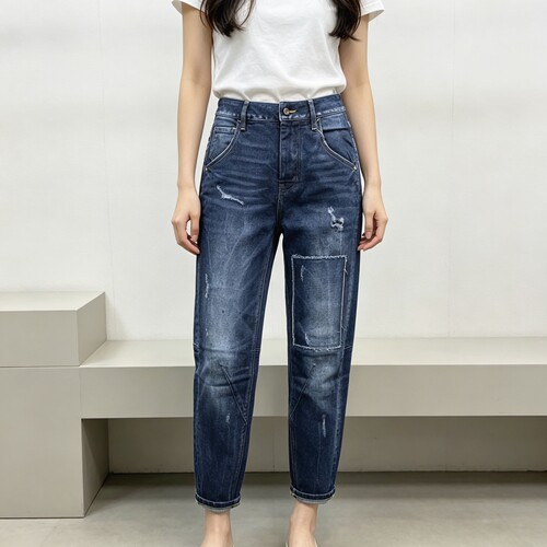 ABLEJEANS秋冬高腰哈伦女牛仔裤
