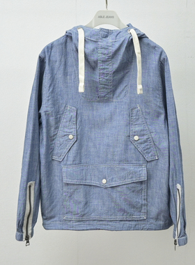 ABLE JEANS男士套头牛仔夹克卫衣型男外套拉链春秋青年潮连帽宽松
